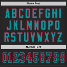 Laden Sie das Bild in den Galerie-Viewer, Custom Black Crimson-Teal Mesh Authentic Football Jersey