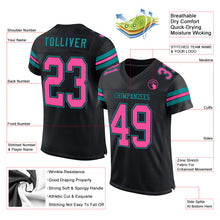 Laden Sie das Bild in den Galerie-Viewer, Custom Black Pink-Teal Mesh Authentic Football Jersey
