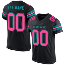 Laden Sie das Bild in den Galerie-Viewer, Custom Black Pink-Teal Mesh Authentic Football Jersey