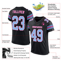 Laden Sie das Bild in den Galerie-Viewer, Custom Black Light Blue-Pink Mesh Authentic Football Jersey