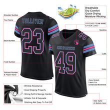 Laden Sie das Bild in den Galerie-Viewer, Custom Black Light Blue-Pink Mesh Authentic Football Jersey