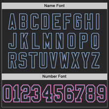 Laden Sie das Bild in den Galerie-Viewer, Custom Black Light Blue-Pink Mesh Authentic Football Jersey