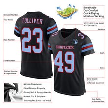 Laden Sie das Bild in den Galerie-Viewer, Custom Black Light Blue-Red Mesh Authentic Football Jersey