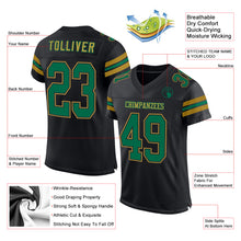 Laden Sie das Bild in den Galerie-Viewer, Custom Black Kelly Green-Old Gold Mesh Authentic Football Jersey