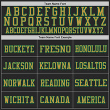 Laden Sie das Bild in den Galerie-Viewer, Custom Black Kelly Green-Old Gold Mesh Authentic Football Jersey