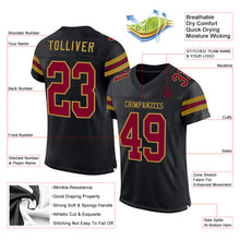 Load image into Gallery viewer, Custom Black Maroon-Old Gold Mesh Authentic Football Jersey