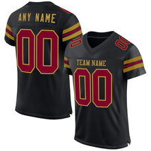 Load image into Gallery viewer, Custom Black Maroon-Old Gold Mesh Authentic Football Jersey