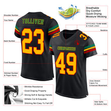 Laden Sie das Bild in den Galerie-Viewer, Custom Black Gold Red-Kelly Green Mesh Authentic Football Jersey