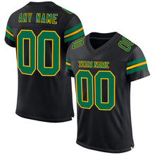Laden Sie das Bild in den Galerie-Viewer, Custom Black Kelly Green-Gold Mesh Authentic Football Jersey