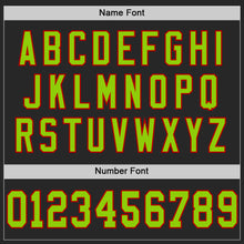 Load image into Gallery viewer, Custom Black Neon Green-Red Mesh Authentic Football Jersey