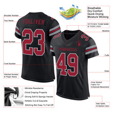 Laden Sie das Bild in den Galerie-Viewer, Custom Black Cardinal-Gray Mesh Authentic Football Jersey