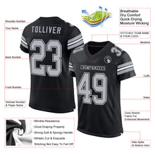 Laden Sie das Bild in den Galerie-Viewer, Custom Black Gray-White Mesh Authentic Football Jersey