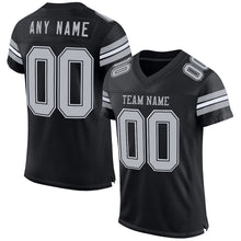 Laden Sie das Bild in den Galerie-Viewer, Custom Black Gray-White Mesh Authentic Football Jersey