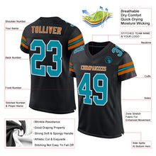 Laden Sie das Bild in den Galerie-Viewer, Custom Black Teal-Texas Orange Mesh Authentic Football Jersey