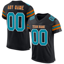 Laden Sie das Bild in den Galerie-Viewer, Custom Black Teal-Texas Orange Mesh Authentic Football Jersey
