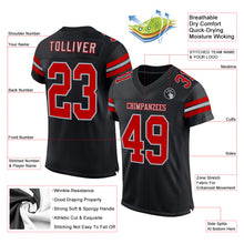 Laden Sie das Bild in den Galerie-Viewer, Custom Black Red-Gray Mesh Authentic Football Jersey