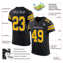 Laden Sie das Bild in den Galerie-Viewer, Custom Black Gold-Gray Mesh Authentic Football Jersey