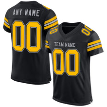 Laden Sie das Bild in den Galerie-Viewer, Custom Black Gold-Gray Mesh Authentic Football Jersey