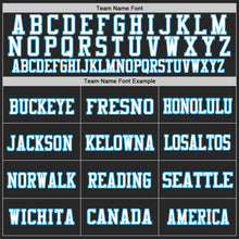 Laden Sie das Bild in den Galerie-Viewer, Custom Black Sky Blue-White Mesh Authentic Football Jersey