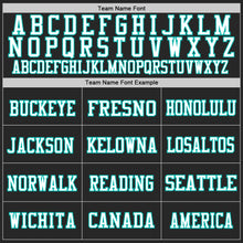 Laden Sie das Bild in den Galerie-Viewer, Custom Black Aqua-White Mesh Authentic Football Jersey