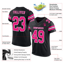 Laden Sie das Bild in den Galerie-Viewer, Custom Black Hot Pink-White Mesh Authentic Football Jersey