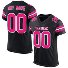 Laden Sie das Bild in den Galerie-Viewer, Custom Black Hot Pink-White Mesh Authentic Football Jersey