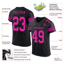 Laden Sie das Bild in den Galerie-Viewer, Custom Black Deep Pink Mesh Authentic Football Jersey