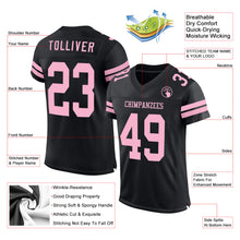 Laden Sie das Bild in den Galerie-Viewer, Custom Black Light Pink Mesh Authentic Football Jersey