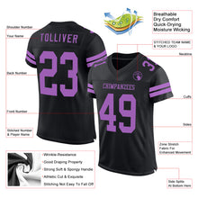 Laden Sie das Bild in den Galerie-Viewer, Custom Black Medium Purple Mesh Authentic Football Jersey