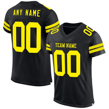 Laden Sie das Bild in den Galerie-Viewer, Custom Black Light Yellow Mesh Authentic Football Jersey