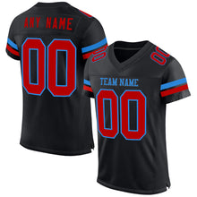 Load image into Gallery viewer, Custom Black Red-Powder Blue Mesh Authentic Football Jersey