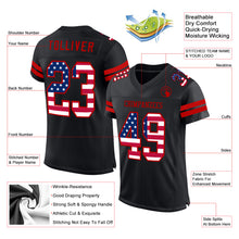 Laden Sie das Bild in den Galerie-Viewer, Custom Black USA Flag-Red Mesh Authentic Football Jersey