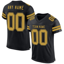 Laden Sie das Bild in den Galerie-Viewer, Custom Black Old Gold Mesh Authentic Football Jersey