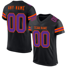 Laden Sie das Bild in den Galerie-Viewer, Custom Black Purple-Orange Mesh Authentic Football Jersey