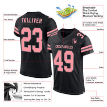 Laden Sie das Bild in den Galerie-Viewer, Custom Black Medium Pink-Steel Gray Mesh Authentic Football Jersey