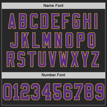 Laden Sie das Bild in den Galerie-Viewer, Custom Black Purple-Old Gold Mesh Authentic Football Jersey