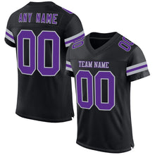 Laden Sie das Bild in den Galerie-Viewer, Custom Black Purple-Gray Mesh Authentic Football Jersey