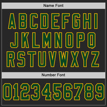 Laden Sie das Bild in den Galerie-Viewer, Custom Black Green-Gold Mesh Authentic Football Jersey