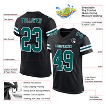 Laden Sie das Bild in den Galerie-Viewer, Custom Black Midnight Green-White Mesh Authentic Football Jersey
