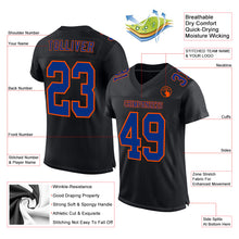 Laden Sie das Bild in den Galerie-Viewer, Custom Black Royal-Orange Mesh Authentic Football Jersey