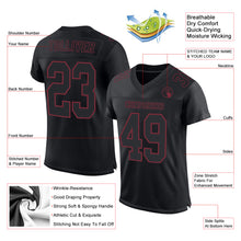 Laden Sie das Bild in den Galerie-Viewer, Custom Black Burgundy Mesh Authentic Football Jersey
