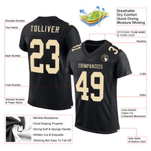 Laden Sie das Bild in den Galerie-Viewer, Custom Black Cream Mesh Authentic Football Jersey