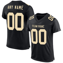 Laden Sie das Bild in den Galerie-Viewer, Custom Black Cream Mesh Authentic Football Jersey