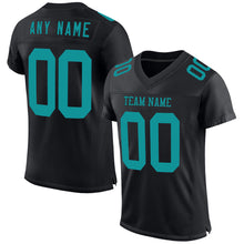 Laden Sie das Bild in den Galerie-Viewer, Custom Black Teal Mesh Authentic Football Jersey