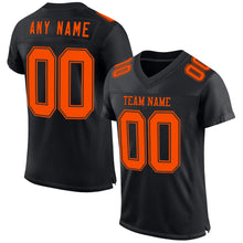 Laden Sie das Bild in den Galerie-Viewer, Custom Black Orange Mesh Authentic Football Jersey