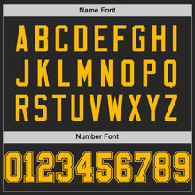 Laden Sie das Bild in den Galerie-Viewer, Custom Black Gold Mesh Authentic Football Jersey