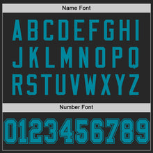 Laden Sie das Bild in den Galerie-Viewer, Custom Black Teal Mesh Authentic Football Jersey