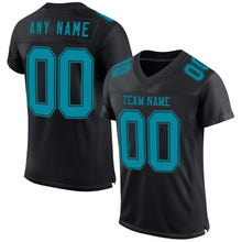 Laden Sie das Bild in den Galerie-Viewer, Custom Black Teal Mesh Authentic Football Jersey