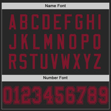 Laden Sie das Bild in den Galerie-Viewer, Custom Black Crimson Mesh Authentic Football Jersey