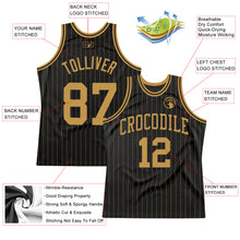 Загрузить изображение в средство просмотра галереи, Custom Black Old Gold Pinstripe Old Gold Authentic Basketball Jersey